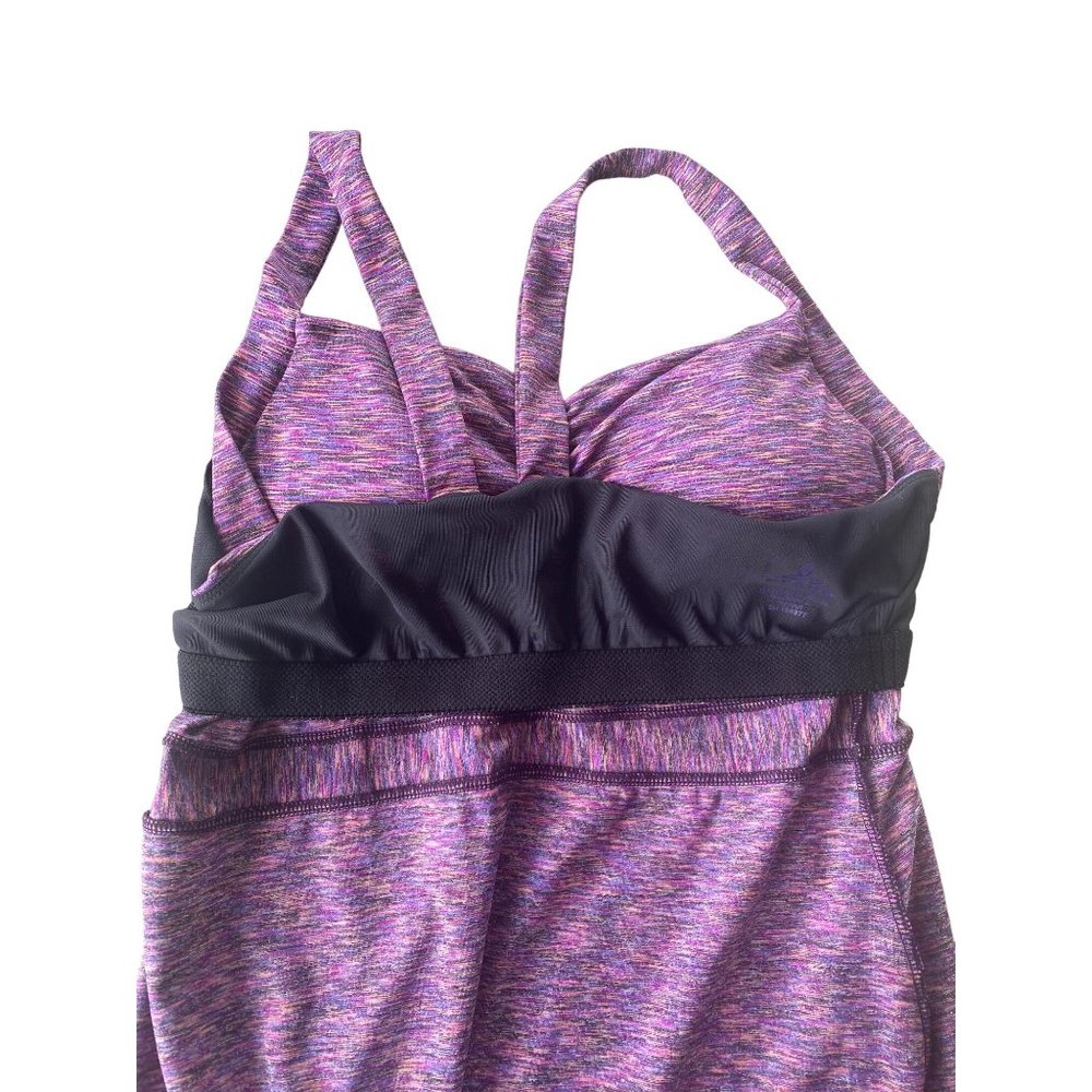 Prana Amaya Purple Space Dye Tank Dress Racerback Built In Bra Large Stretch - Picture 11 of 13
